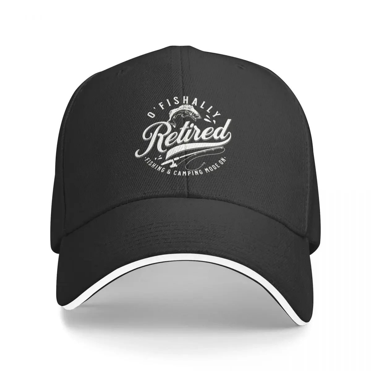 

Retired and fishing t-shirt. Fishing and camping mode on. Dads holiday Birthday gift. Baseball Cap Visor Hat Beach Female Men's