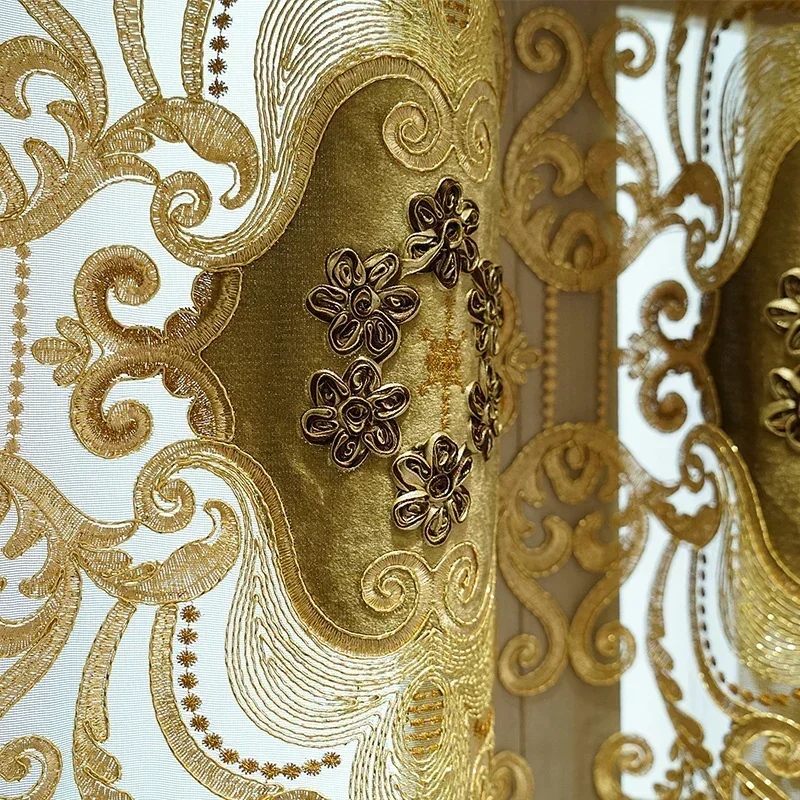 Europe Luxury Style Embroidery Chenille Blackout Curtain High Quality Decoration Living Room Dining Room Bedroom Valance Curtain