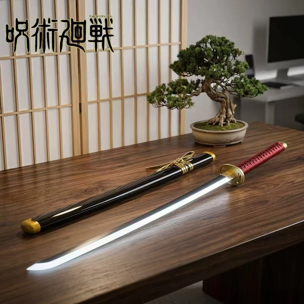 

40inch Jujutsu Kaisen Okkotsu Yuta Wooden Luminous Glow Sword Real Size Sabre Japanese Katana Sabre Cosplay Accessories Prop Toy