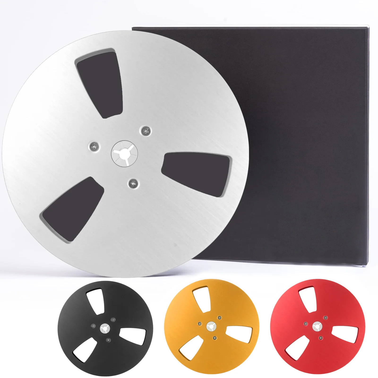 1/4 7 Inch Takeup Reel, Aluminum Alloy Open Reel Audio Tape Empty Reel with 3 Hole Wind Holes, for Reel to Reel Tape Players Rec
