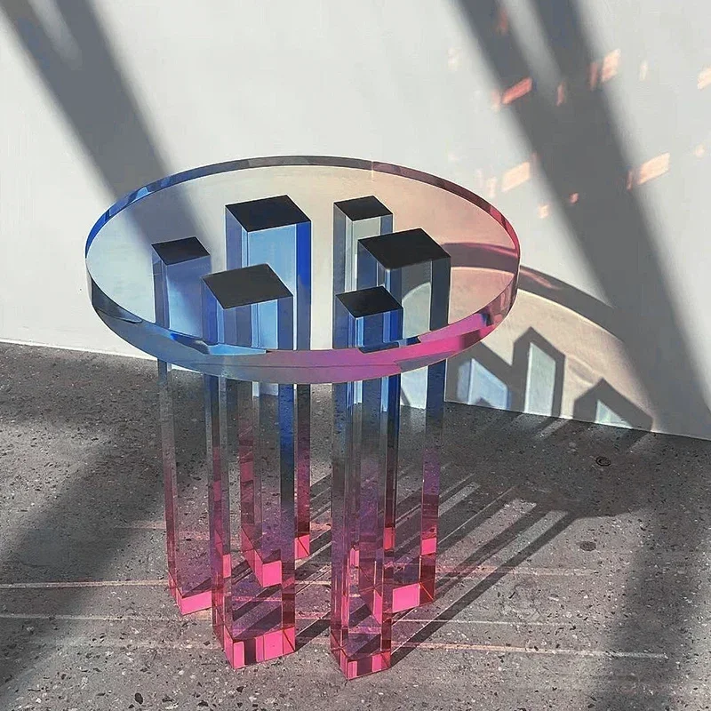 

S Acrylic Purple Gradient Coffee Table Living Room Corner Table Designer Model Creative and Slightly Luxury Small Table