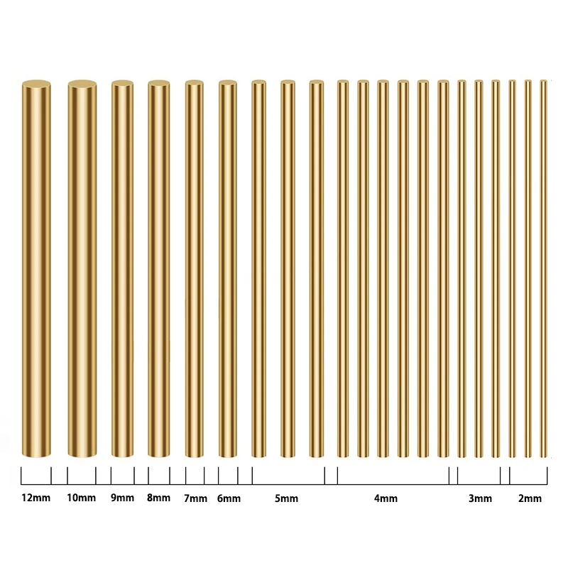 Brass Round Bar Rod Diameter 2/3/4/5/6/8/10/12mm Hardware Brass rod For DIY Knife Handle Material Circular Wire Tube Modelmaking