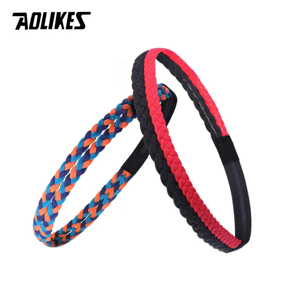 AOLIKES 1PCS Weave Elastic Yoga Sweatband For Women Men Running Hair Bands Fitness Sweat Bands Sport Silicone antiskid Headband