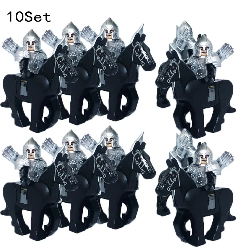 10 Sets Medieval Knights Dark Sauron Battle Figures Rohan Warrior With Horse Sword Building Blocks Kids Educational Toys Gifts - view 5