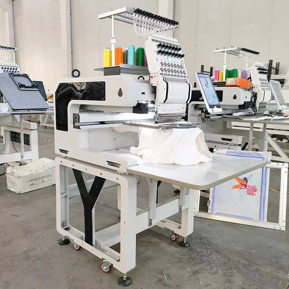 Custom Single Head 12 Needle Maquina De Bordado Commercial Cap Hat Monogram Sewing Industrial Computerized Embroidery Machine
