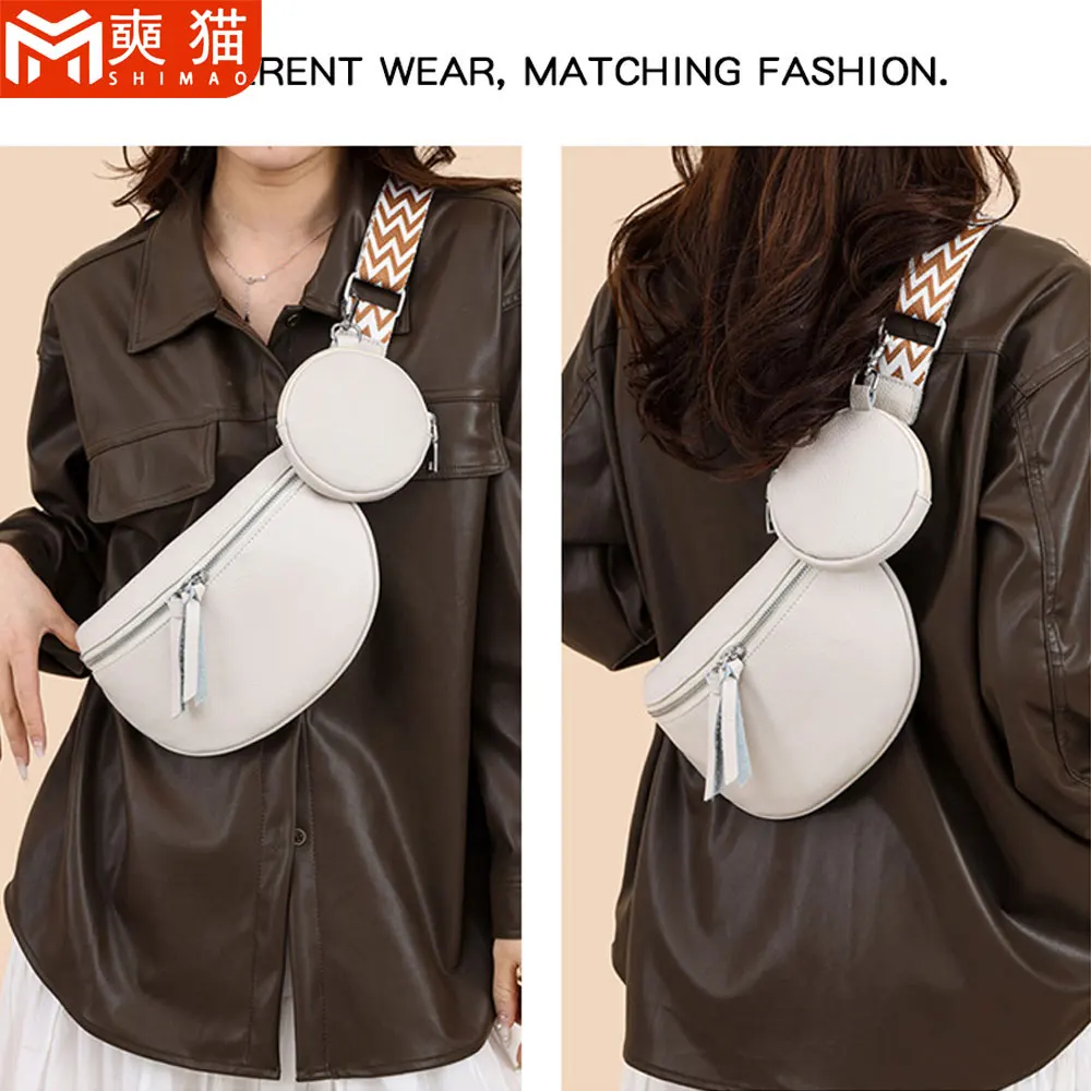 

Fashion Cowhide Crossbody Bags Women's Ladies Luxury Chest Pack Crescent Bag Coin Purse Genuine Leather Shoulder Bags For Women