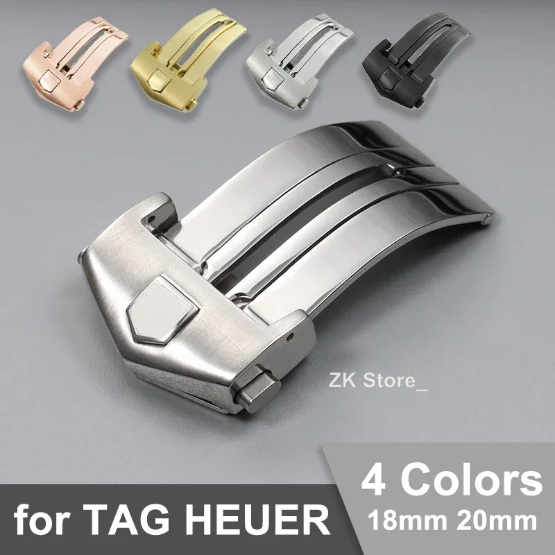 18mm 20mm Watch Buckle for TAG Heuer Connected Modular Calera Strap Stainless Steel Folding Clasp Double Button Watchband