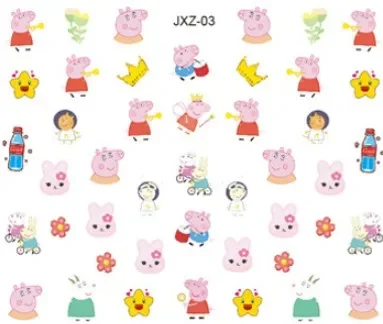 Peppa Pig Nail Sticker Children\'s Cartoon Doll Makeup Toy Nylon Sticker Kawaii Girl Birthday Gift