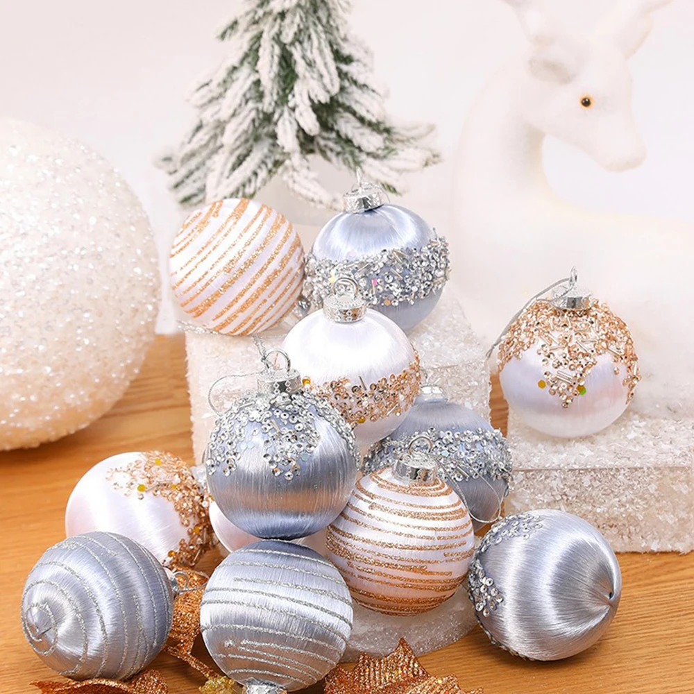 Decorative Holiday Ornament New Year Silk Thread Luxury Ornament Set Vibrant Christmas Ball For Home Decor New Year 2025