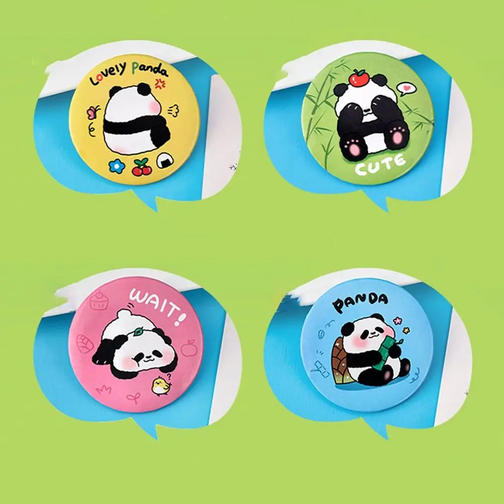 Touch Up Small Round Mirror Mini Panda Small Mirror Cartoon Portable Makeup Mirror Compact Creative Pocket Mirror Women