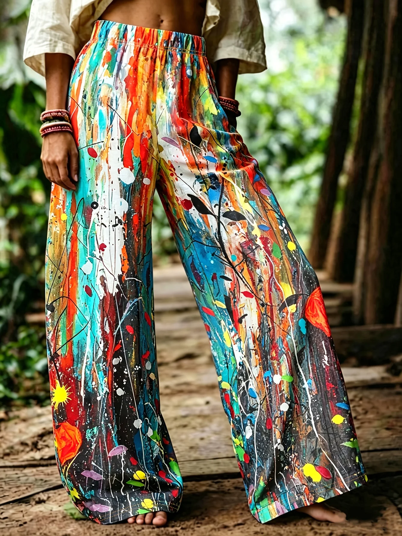 New Retro Color Blocked Wide Leg 3D Men's and Women's Same Style Y2K Loose Casual Pants Street Style Pants Daily Wear