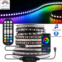 Taśma LED WS2812B RGBIC Indywidualnie adresowalna inteligentna taśma LED RGB Wodoodporna i zestaw do zdalnego sterowania aplikacją Bluetooth IP65