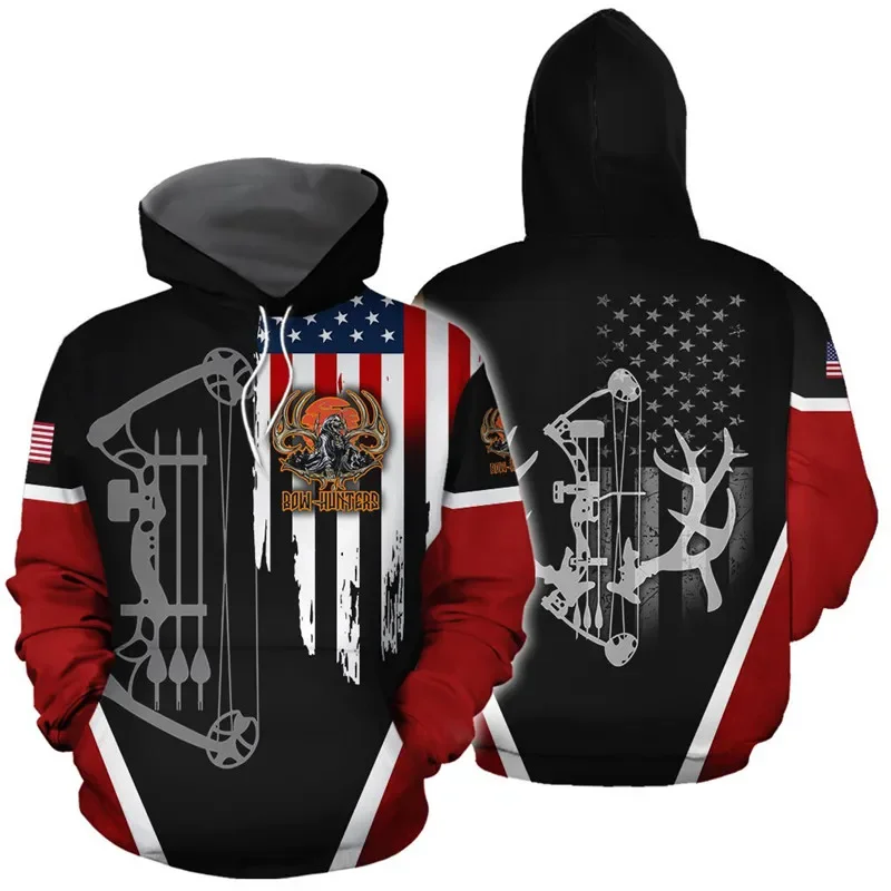 

New autumn and winter unisex hoodie 3D printing American bow hunt sweatshirt hoodie zipper hoodie fashion casual sportswear