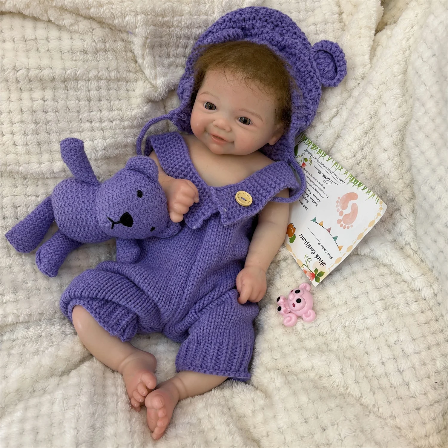 18 インチ缶オープン口素敵なヴィヴィアンシリコーン女の子人形根付き髪手作りソフトタッチ感ベベリボーン人形子供のための