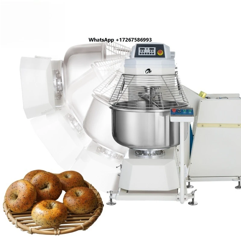 New Lianfu Hydraulic Cylinder-Operated 100kg Capacity Spiral Dough Mixer Self-Tipping with Automatic Lifting System Wheat Corn