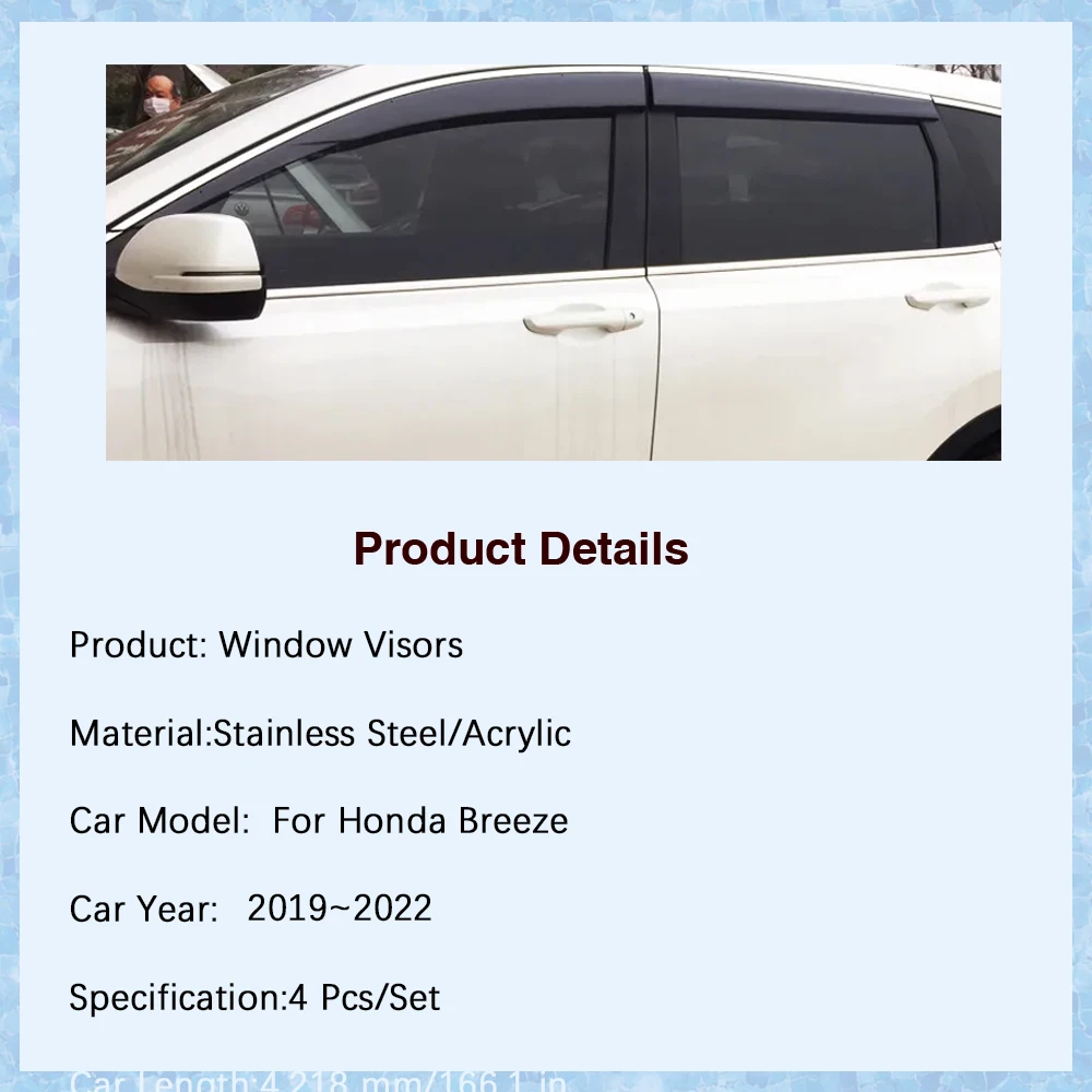 Car Window Visors For Honda Breeze MK1 2019 2020 2021 2022 Shock Absorption Vent Rain Snow Side Guard Deflector Auto Accessories