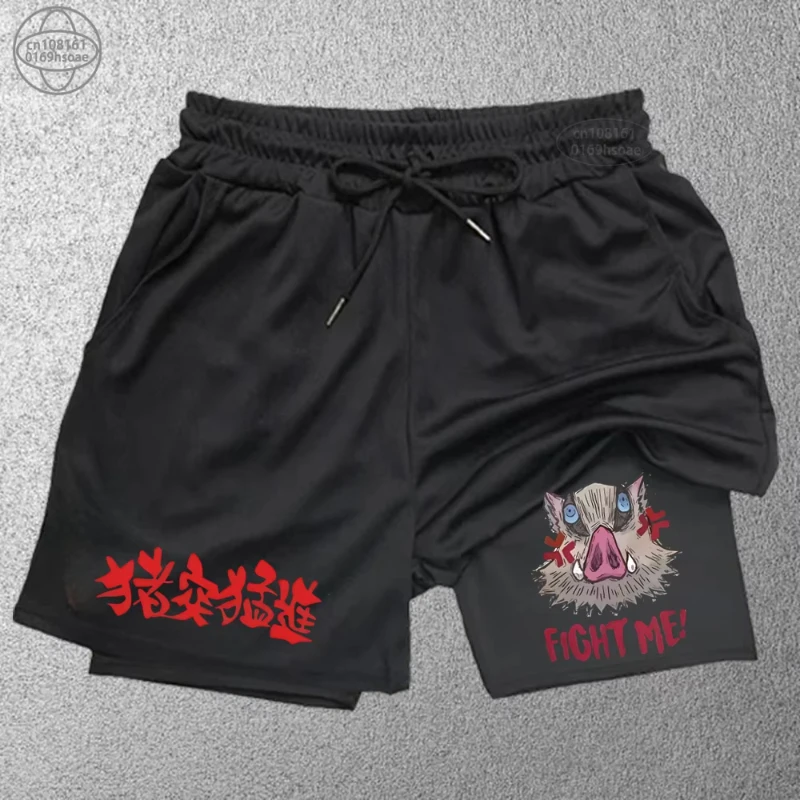 Trendy Printed Sports Shorts Men's Fitness Two-in-one Shorts Double-layer Beach Pants Outdoor Training Running Shorts S-2XL