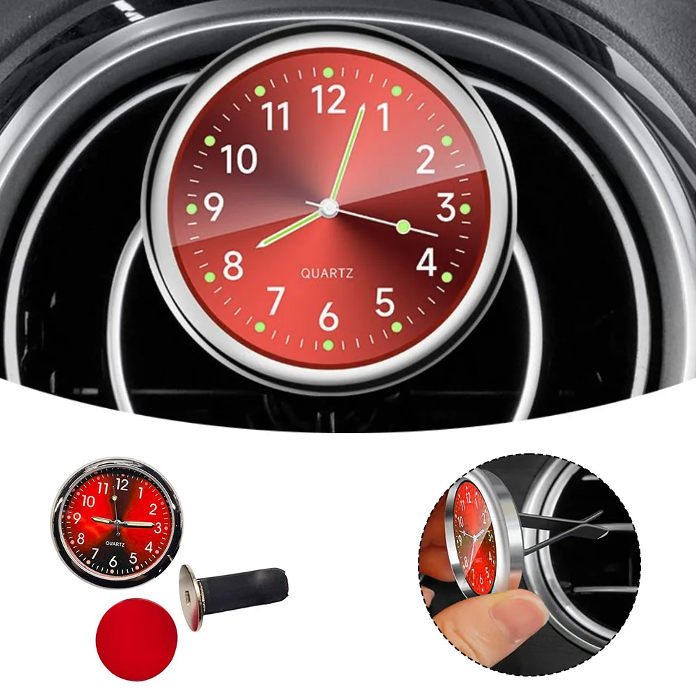 Car Clock Luminous Automobiles Internal Stick-On Mini Digital For Dashboard Air Vent-On Clock Watch Small Luminous For Boat Bike