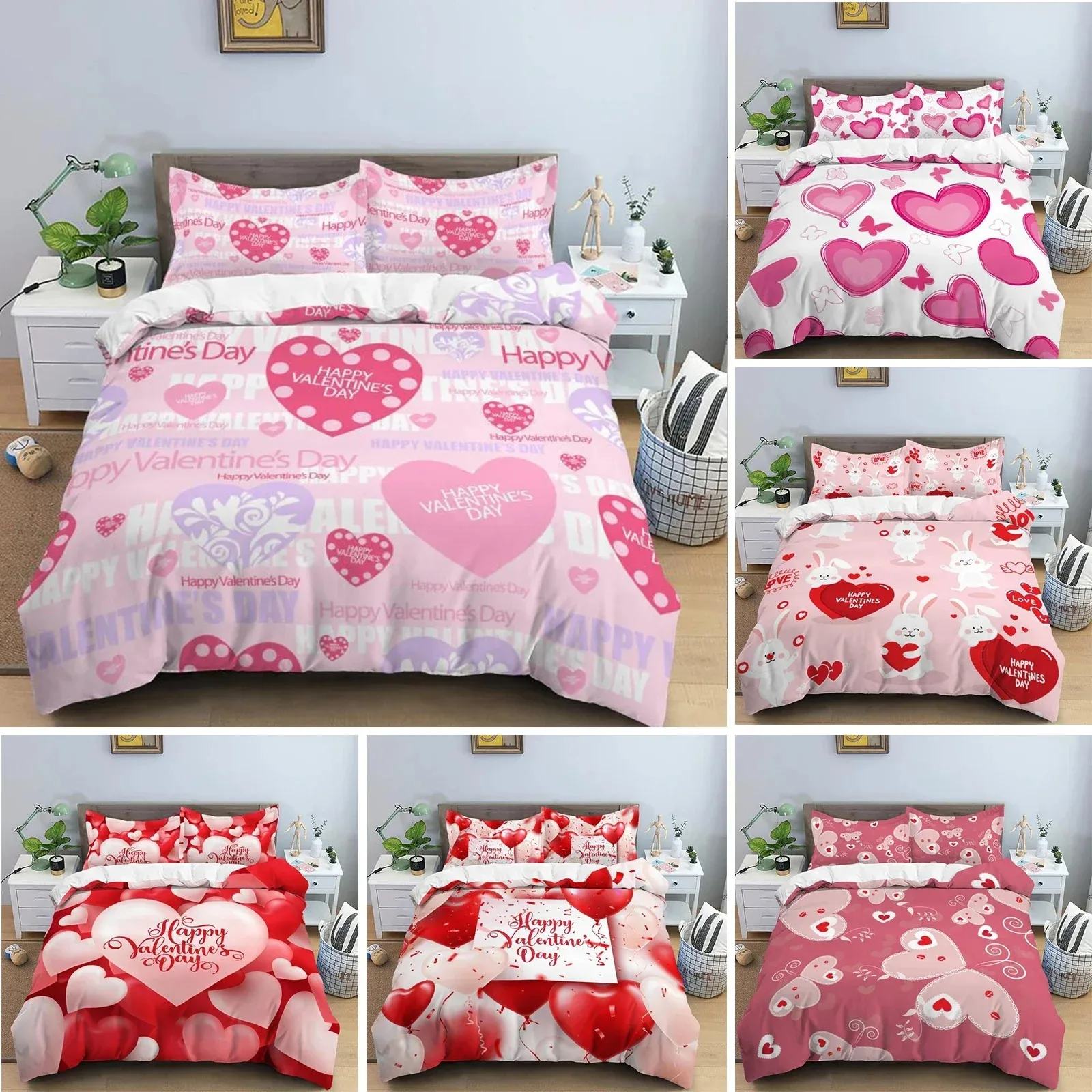 

Love Heart Bedding Set Simple Plaid Duvet Cover Pillowcase Single Double Queen King Nordic Couple Bed Cover Bedclothes