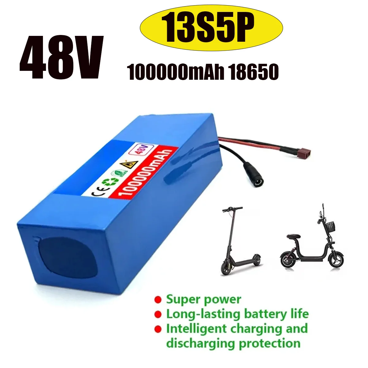 

NEW 48V13S5P 100Ah lithium battery pack , suitable for 250-1000w with BMS Protection+Charger For bremer R3 R6 E3 Pro F3