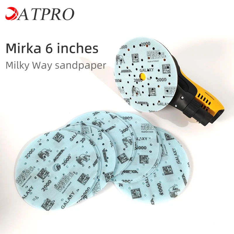 Mirka Galaxy Sandpaper 6-inch Porous Dry Abrasive Paper 150mm Disc Flocking Self-adhesive Mesh Each Sandpaper Auto Sanding Sheet