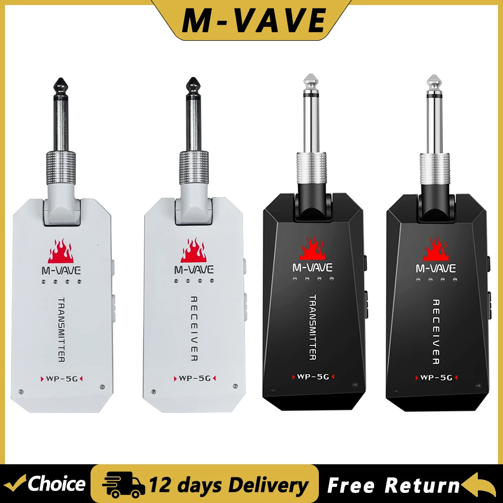 

M-VAVE WP-5G 5,8G Беспроводная гитарная система Перезаряжаемый беспроводной аудиопередатчик Приемник для электрогитары Басовый усилитель