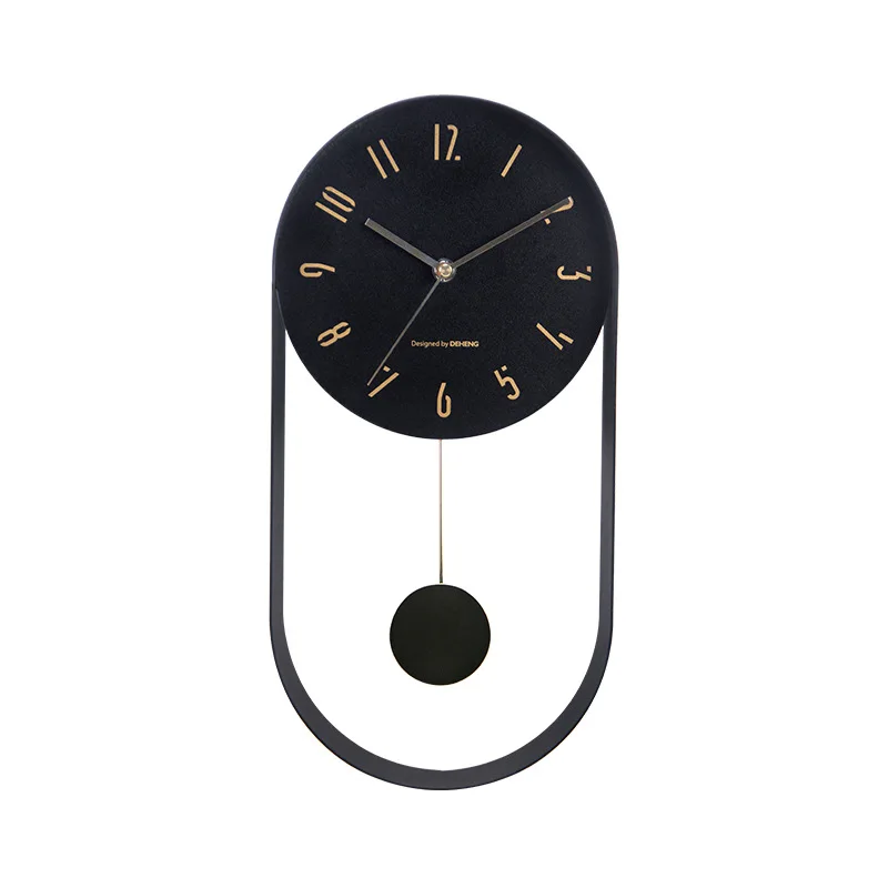 Wall Clock with Pendulum Battery Operated Non Ticking for Bedroom Decor