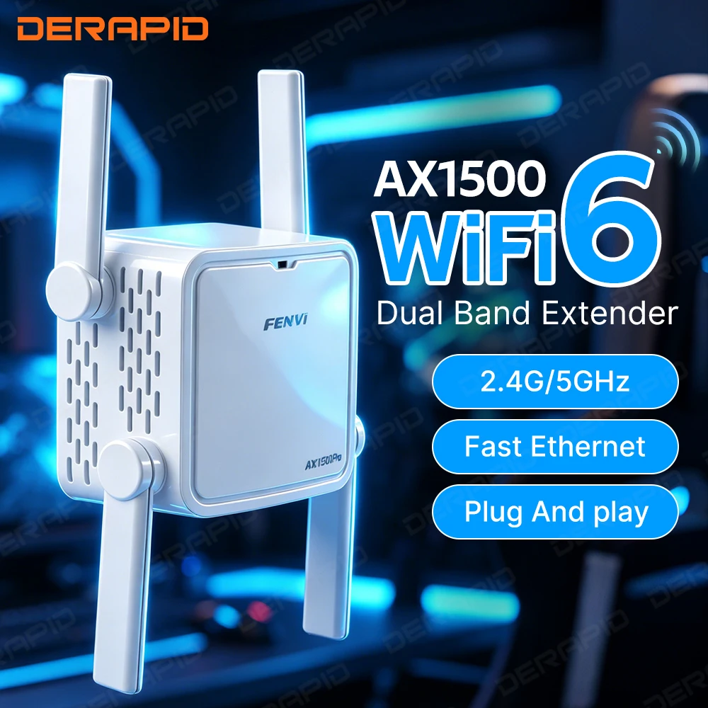 WiFi 6 Repeater AX1500Mbps Dual Band 2.4GHz 5GHz Wireless Range Extender Signal Booster EU US Plug Home Office Amplifier