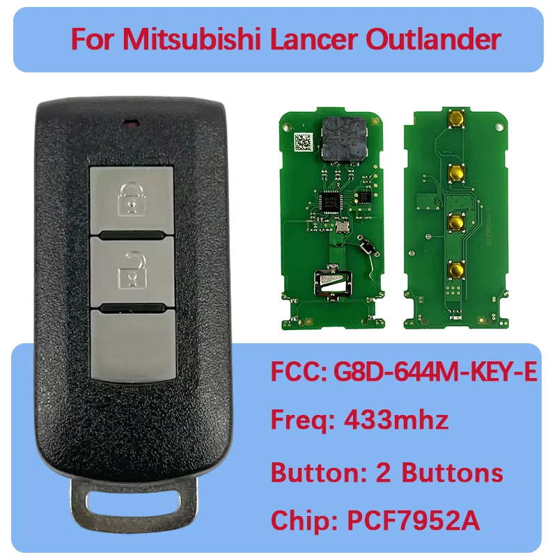 

CN011001 Послепродажный 2-кнопочный смарт-пульт дистанционного управления PCF7952A 433 МГц 46 чип G8D-644M-KEY-E для Mitsubishi ASX Lancer Outlander 2010-2015