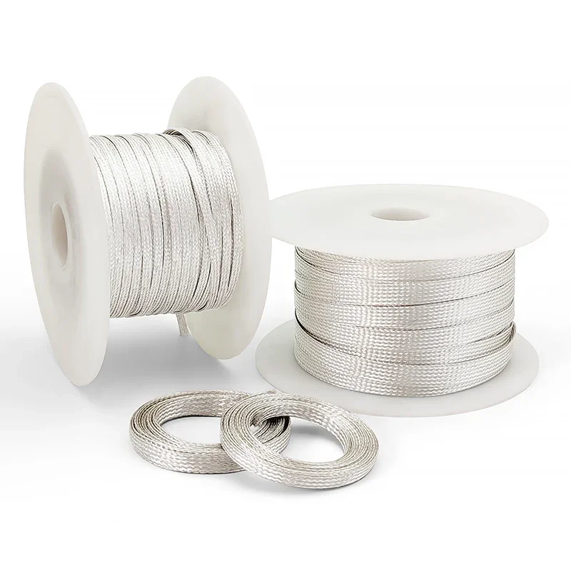 ID 2mm~25mm Silver Plated Copper Shielding Sleeve Telescopic Braided Net Anti-Interference for Rail Transit Equipment