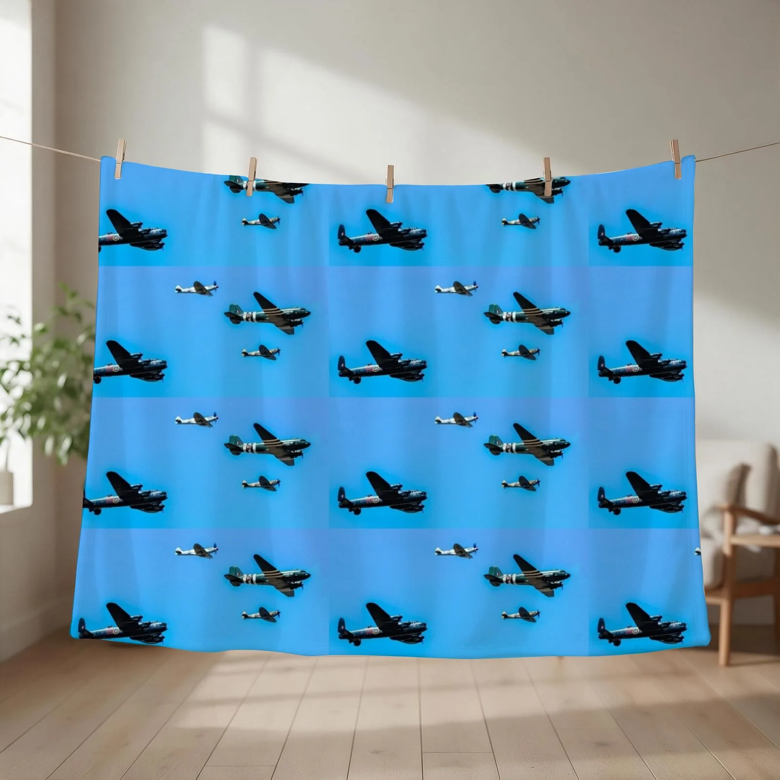 WW2 Planes Throw Blanket couch cozy soft plush fuzzy picnic outdoor blanket