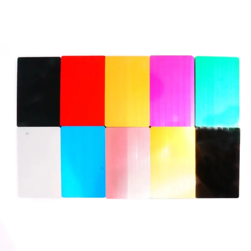 

50Pcs Colorful Metal Business Cards Aluminum Alloy Blank Card for Cus tom Customers Fiber Marking Engraving DIY Gift