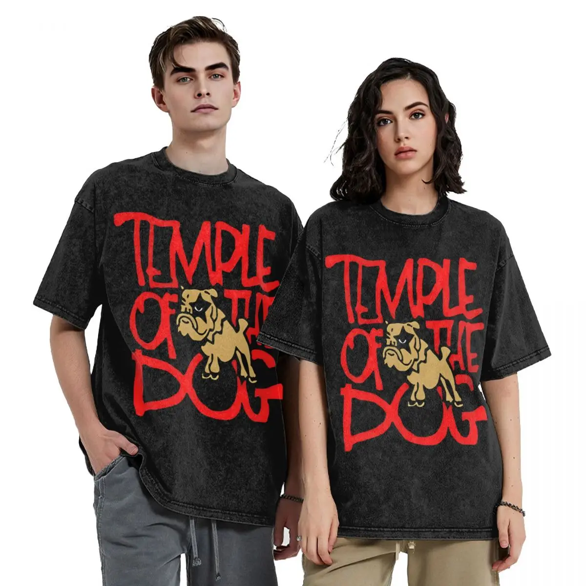 TEMPLE OF THE DOG Rock Metal Band Washed T Shirt Streetwear Hip Hop Novelty T-Shirt Tees Tops Men Women Cotton Harajuku