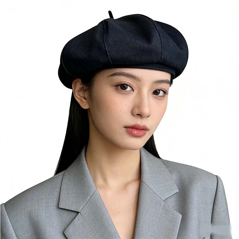 

Классическая джинсовая беретка для женщин: весенне-летняя повседневная универсальная модная восьмиугольная кепка, визуально стройнящая лицо, в стиле художника