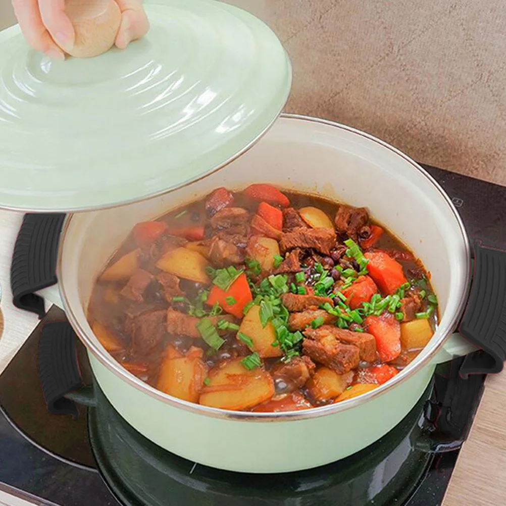 

4pcs Silicone Pot Handle Covers Heat Resistant Anti-Scald Skid Proof For Wok Kitchen Cookware Protection Pad