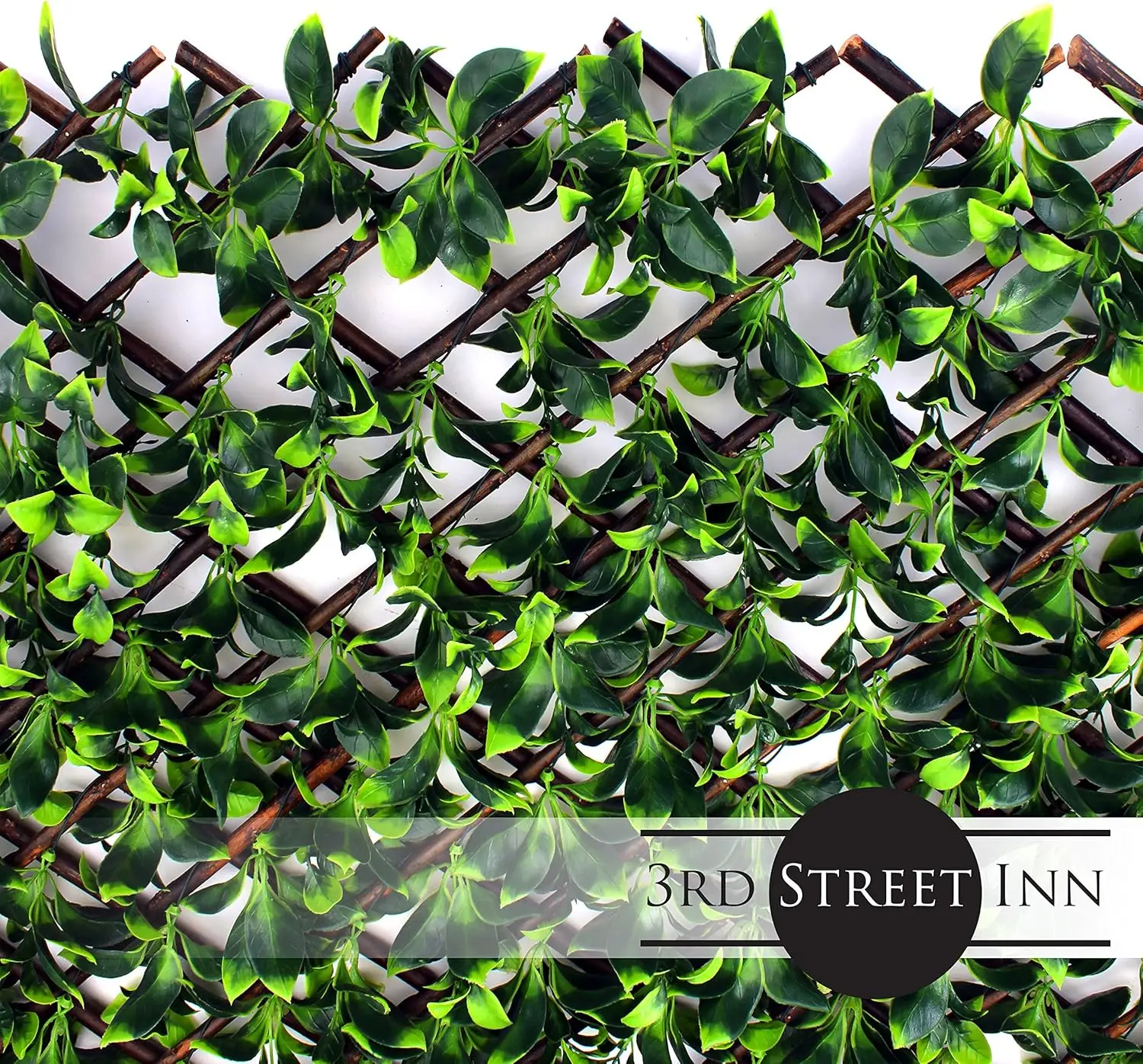 Street Inn Gardenia Leaf Trellis 4-Pack - Bamboo Greenery Panel - Boxwood and Ivy Privacy Fence Substitute - DIY Flexible Fencin