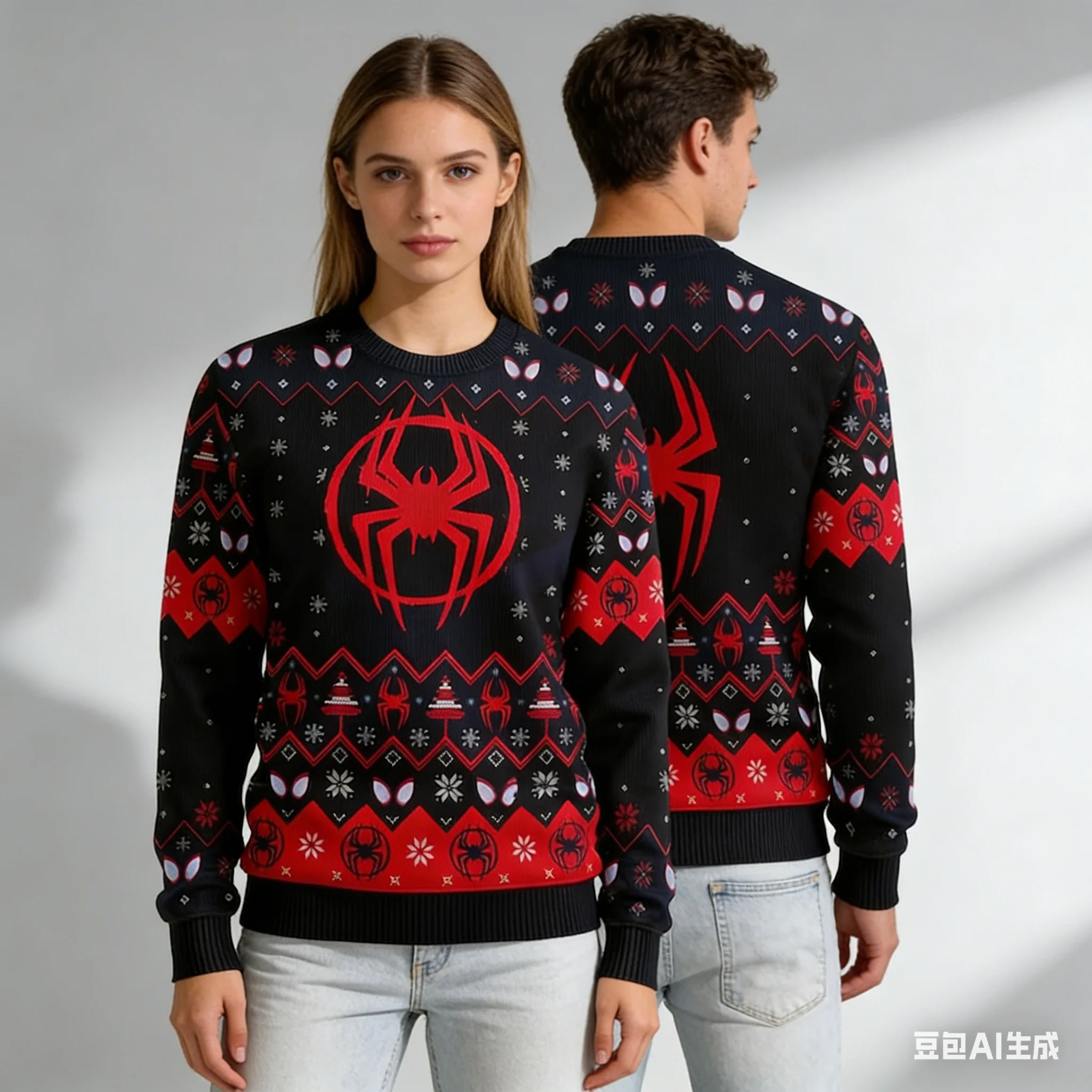 

Новый рождественский свитер с изображением Человека-паука Marvel 2026, свитшот Across The Spider Verse, уродливый рождественский свитер с изображением супергероя Мстителей