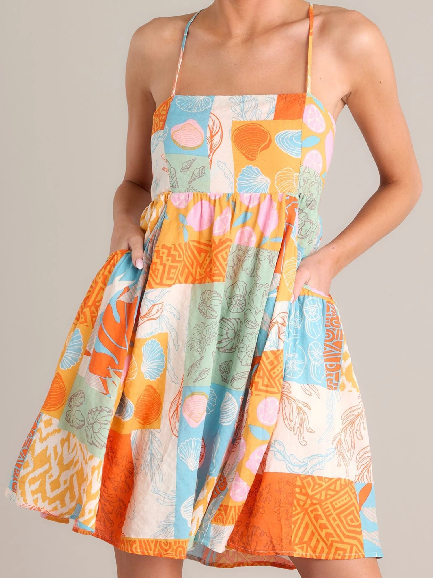 Robe longue Boho à imprimé Floral pour femmes, bretelles Spaghetti, dos ouvert et ourlet à volants, pour les vacances d'été à la plage