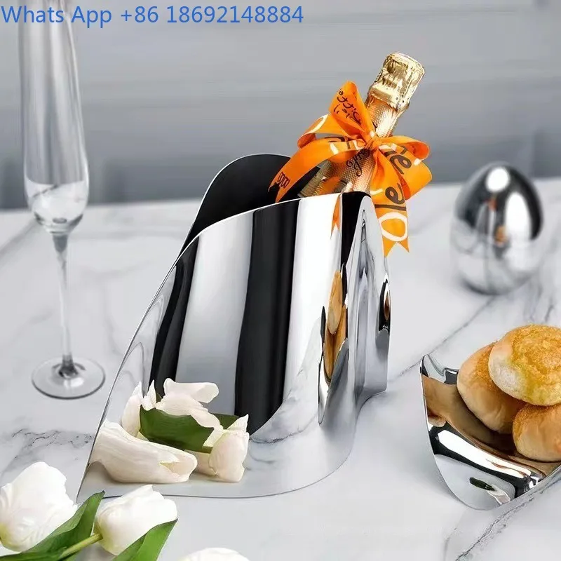 

Stainless Steel Champagne Bucket Creative Metal Dining Table Wine Bucket Ice Bucket Model Room Vase Insulated Wine Set Chilled