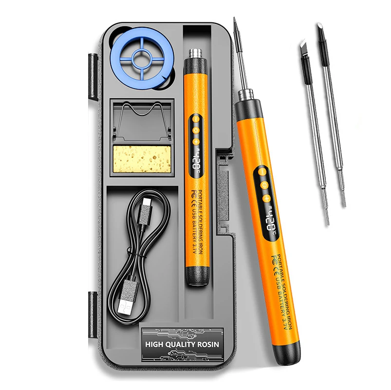 

Беспроводной паяльник USB Type-C, перезаряжаемый, 300-450 ℃ Цифровой инструмент для сварки припоя с регулируемой температурой, 1000 мАч