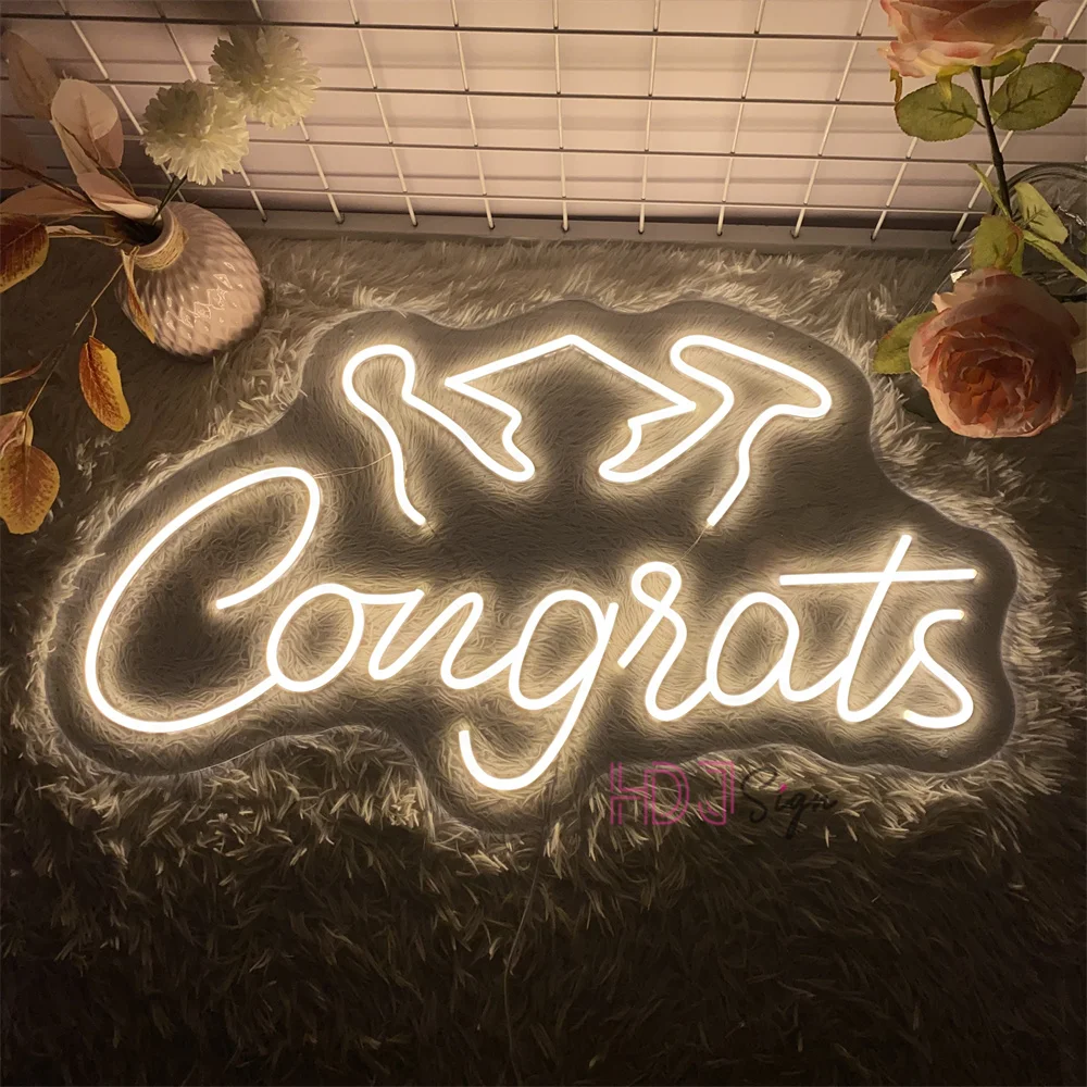 2024 Graduation Neon Sign Wall Hanging Room Decor Congrats Ceremony LED Neon Lights USB Graduation Party Decoration Neon Signs