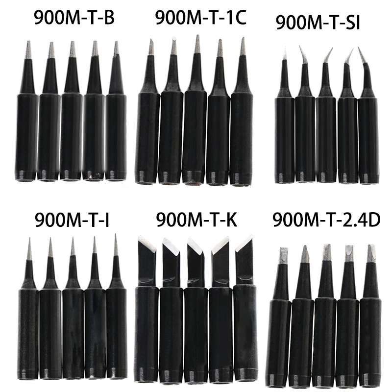 5 PCS Soldering Iron 900M-T Soldering Iron Head Set SI/I/B/K/2.4D/1C Inside Hot Electric Soldering Iron Tips Welding Supplies