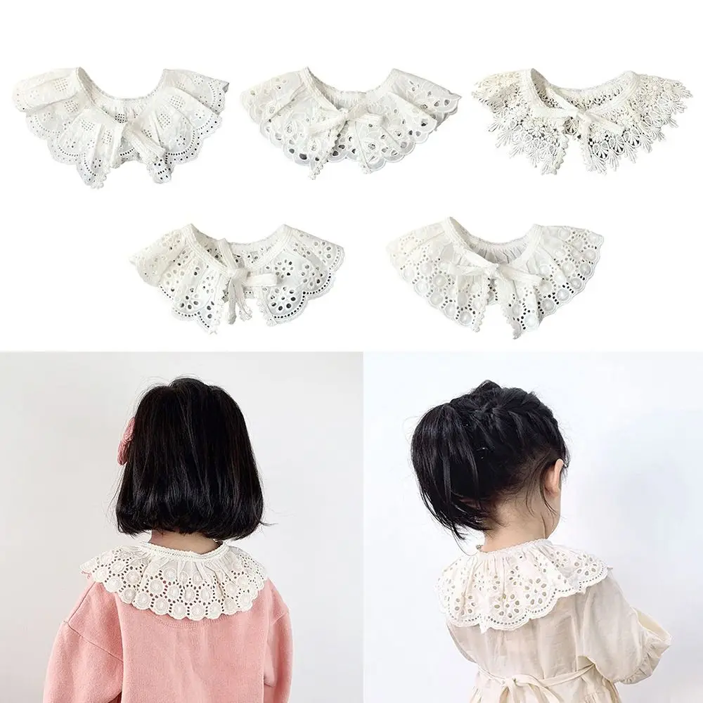 Detachable Kids Girls Lace Scarf Shawl Hollow Embroidered with Shoulder Straps Neckwear 3-8Y Child Clothes Accessories