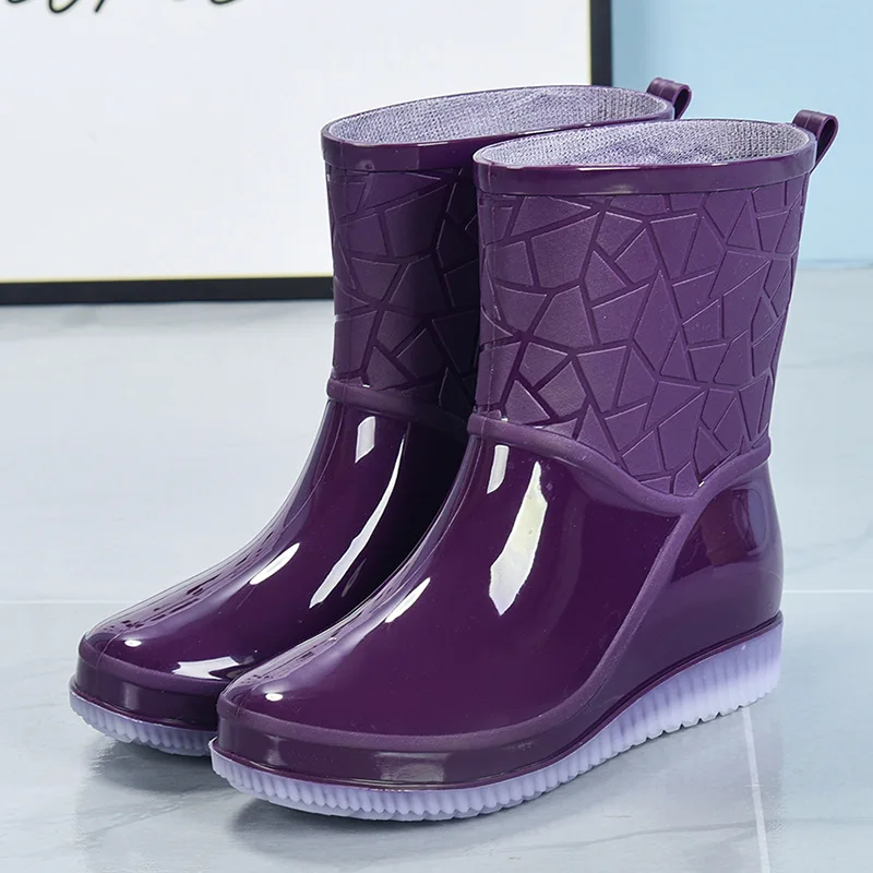 2024Botas De Lluvia Para Mujer Stivali da pioggia da donna all\'aperto Scarpe in plastica PVC resistenti all\'usura Scarpe impermeabili da cucina,