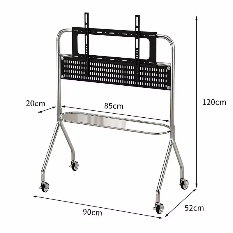 Flat Screen TV Rolling Stand Fits 32-75 Inch TVs Sturdy Steel Frame Construction No Drilling Required Lockable Casters for Home