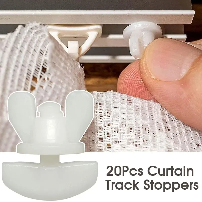 20Pcs/set Curtain Track Stoppers Plastic Fasteners Easy Install Sliding Gliders Curtain Fasteners Accessories Home Decor