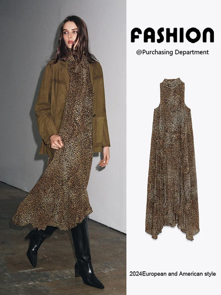 Nouveau hiver 2025 femmes Faion chic Svel imprimé Animal col Dr Ele robe pour dames à la mode ethnique scène Costume