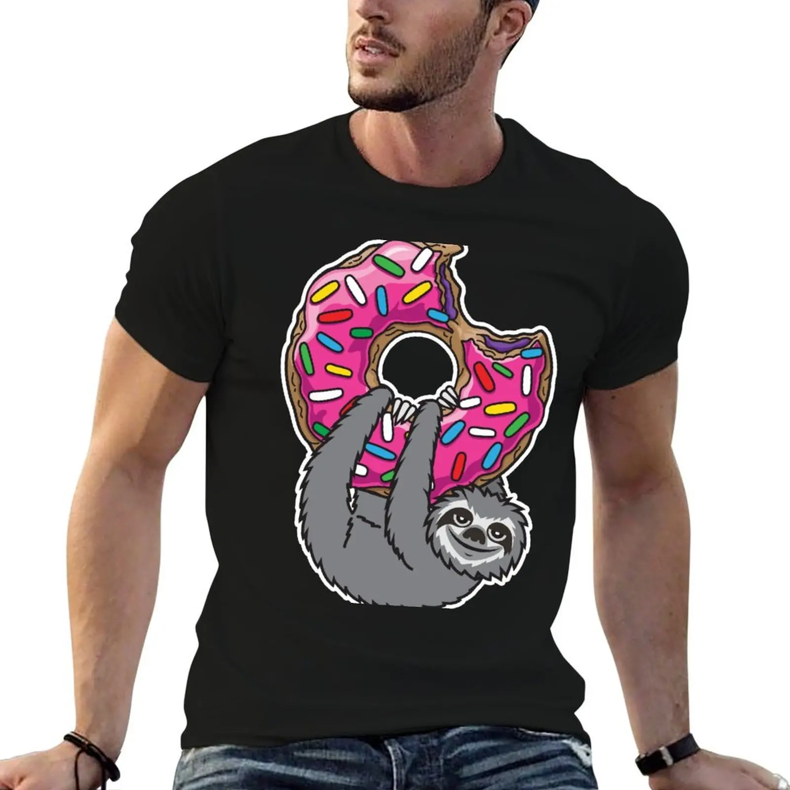 Sloth loves donut T-Shirt heavyweights blacks plain black t shirts men