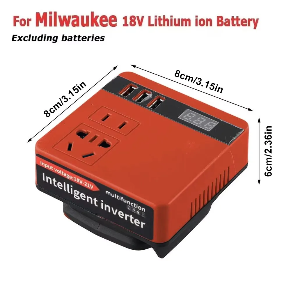 

Инвертор для аккумуляторов 18В/20В в 220В, многофункциональный, с двумя разъемами, умный трансформатор, 120Вт, для дома и улицы