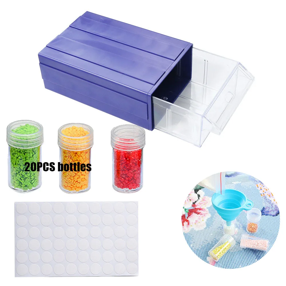 Diamond Storage Case with Funnel Sticker, Diamond Painting Accessories, Diamond Storage Box, DIY Drawer, 20 PCs, 35PCs